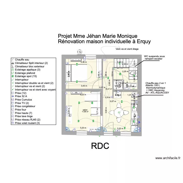 erquy. Plan de 2  et 42 m²