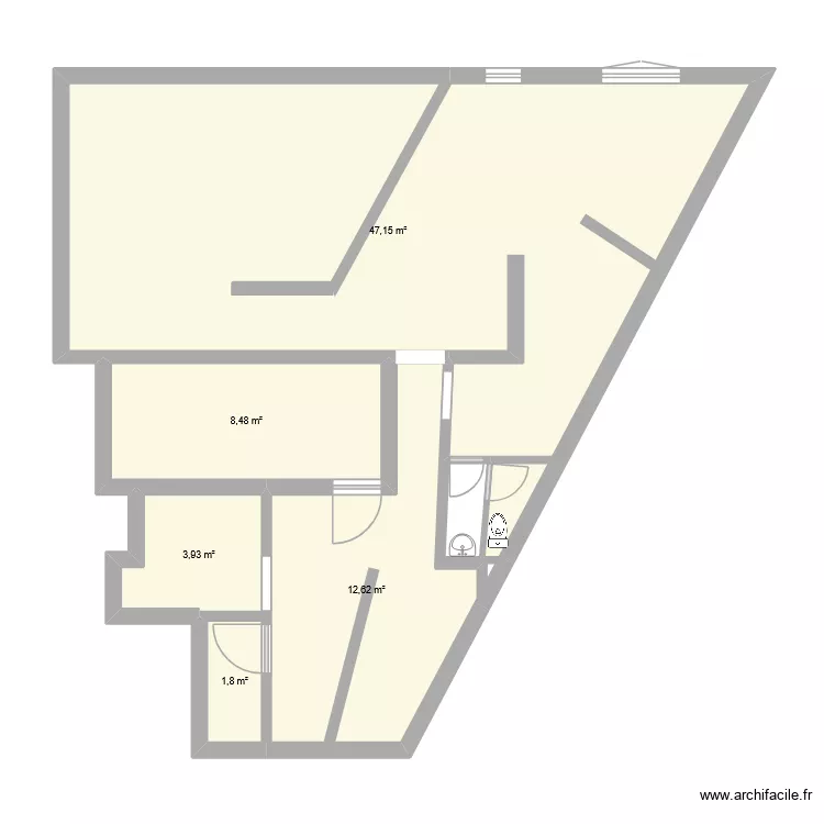plan boucherie projet. Plan de 5 Pièces et 74 m²