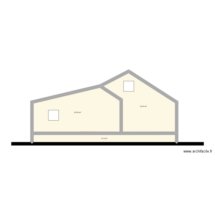 plan 1/1. Plan de 3 pièces et 51 m2