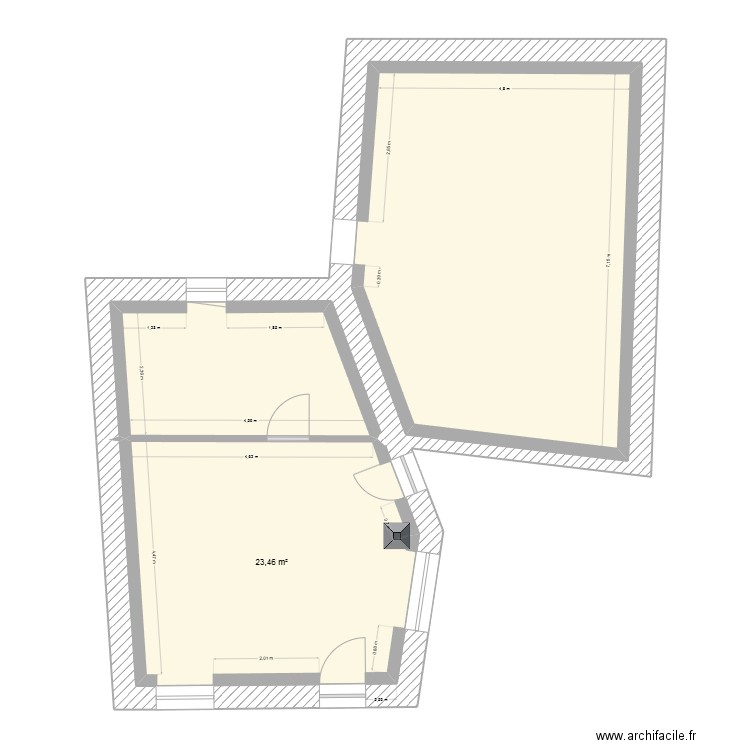MAISON état actuel + isolation. Plan de 3 pièces et 71 m2