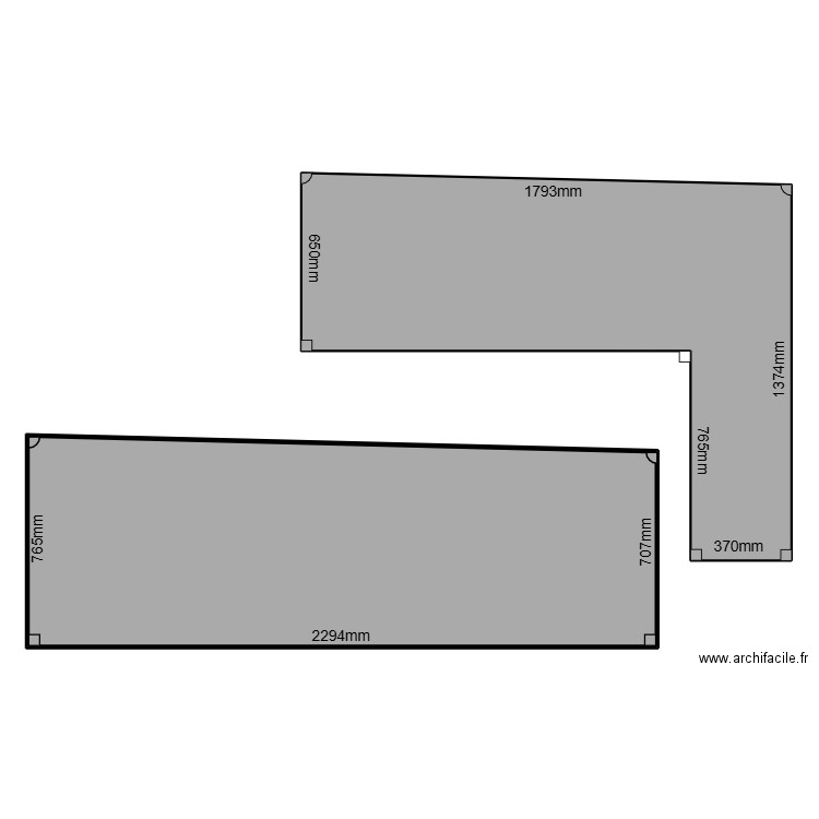 plan travail angle. Plan de 2 pièces et 309 m2
