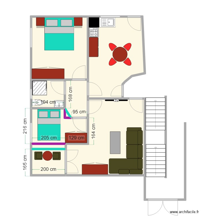 Appartement I INSS. Plan de 9 pièces et 60 m2