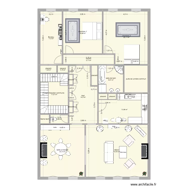 86 saint jacques. Plan de 20 pièces et 174 m²