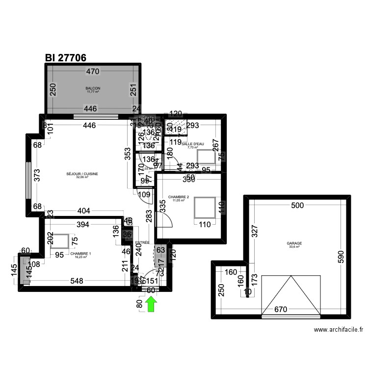 BI 27706. Plan de 11 pièces et 117 m2
