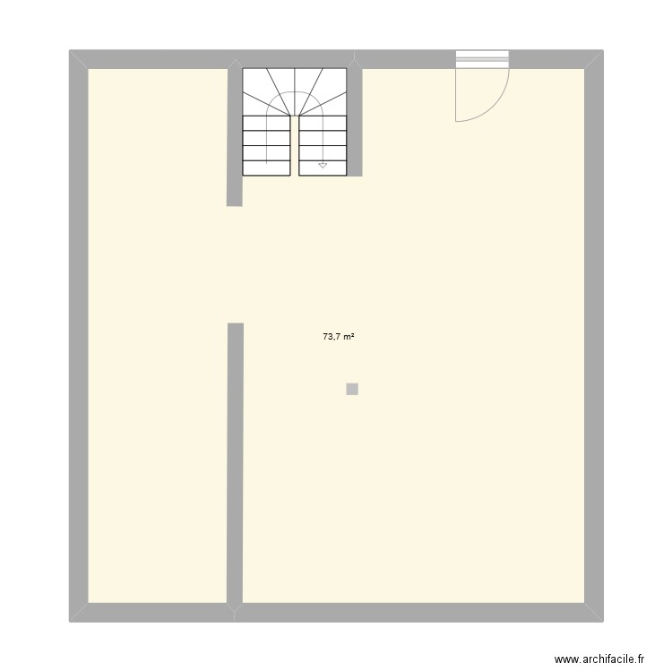 R-1. Plan de 1 pièce et 74 m2