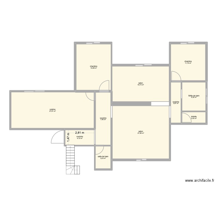 plan rdc. Plan de 11 pièces et 129 m2