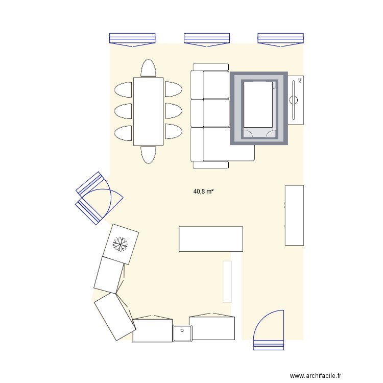 morteai. Plan de 1 pièce et 41 m2