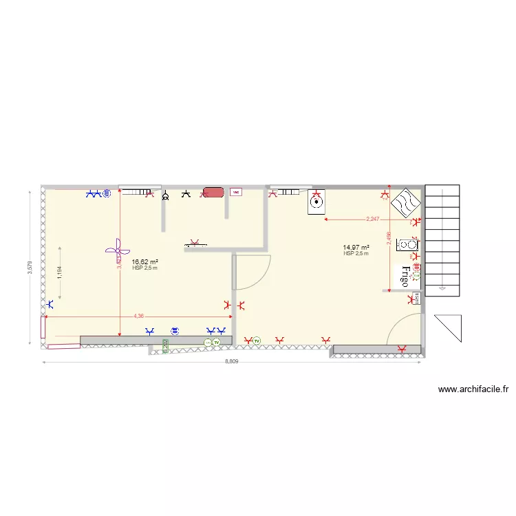 Studio Infir v6. Plan de 2  et 32 m²