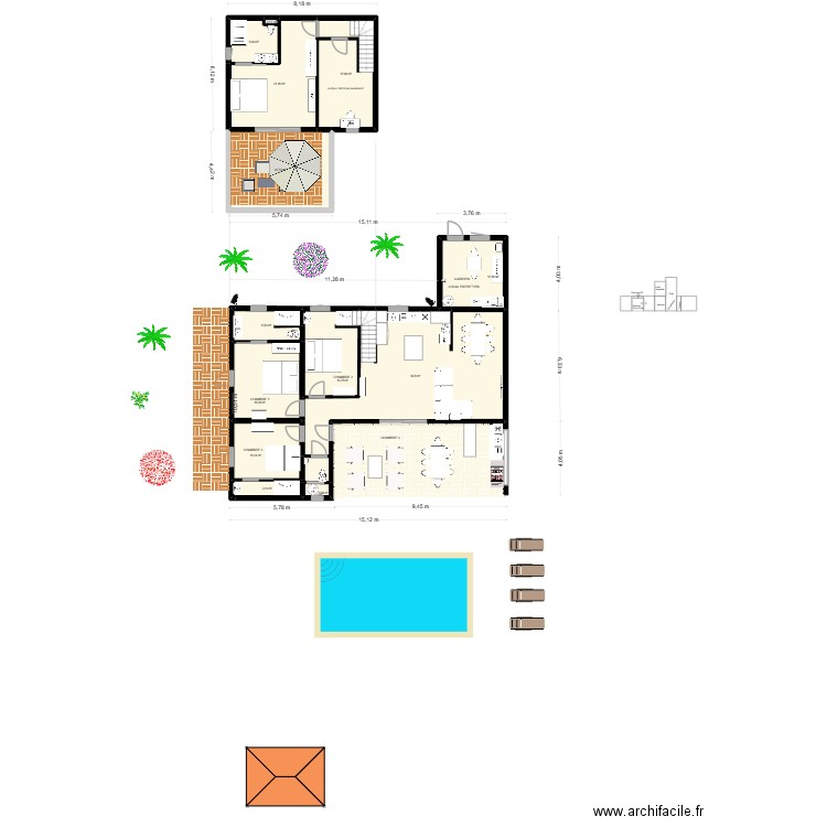 SAINTE MARIE variante luxe. Plan de 13 pièces et 186 m2