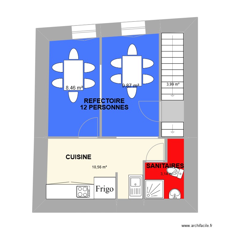 POTIERS 3 R+1.2. Plan de 5 pièces et 36 m2