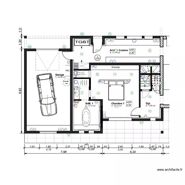 &eacute;lectricit&eacute; chambre1+AC. Plan de 