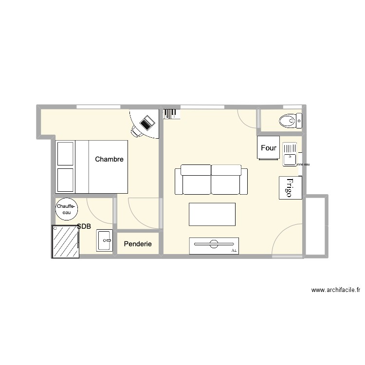 Appartement Auriane Paris Idee. Plan de 5 pièces et 24 m2