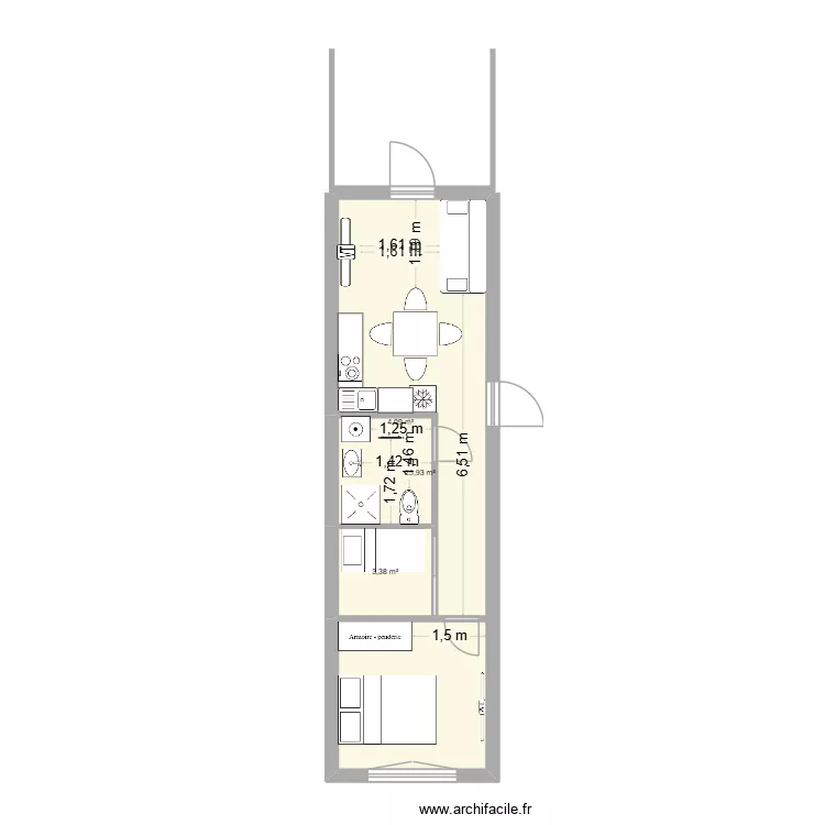 Plan Marcheprime T2. Plan de 3  et 33 m²