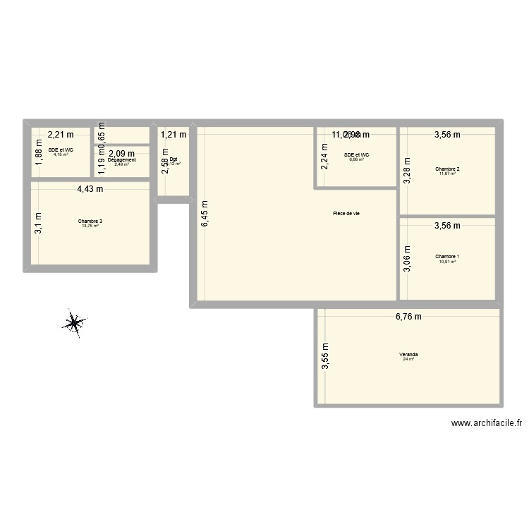 B0759 Lecci. Plan de 10 pièces et 171 m2