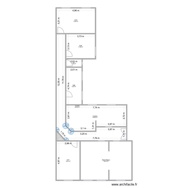Uzan. Plan de 9  et 136 m²