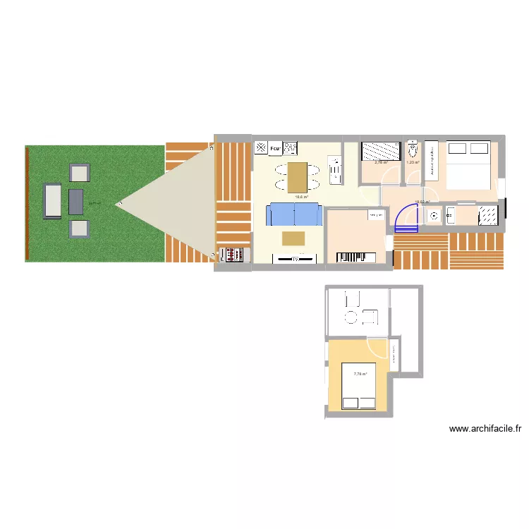 Maison Carro3. Plan de 8  et 65 m²