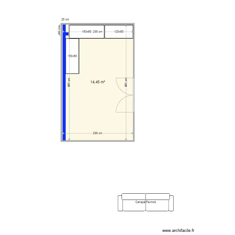 Plan pi&egrave;ce rangement garage. Plan de 