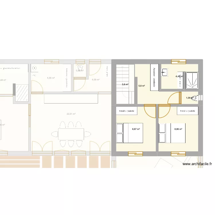 projet flo. Plan de 14  et 146 m²