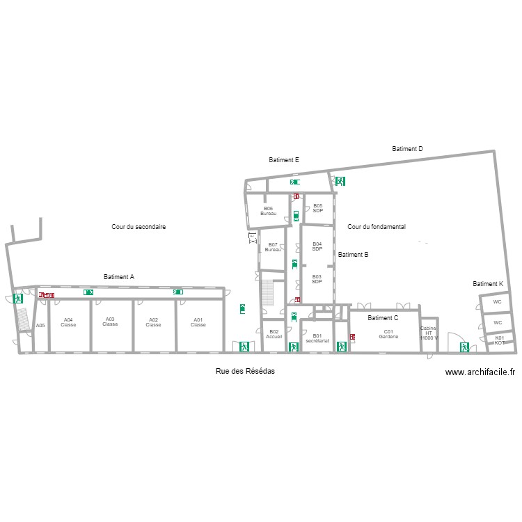 Résédas ABC niv 0. Plan de 16 pièces et 1336 m2