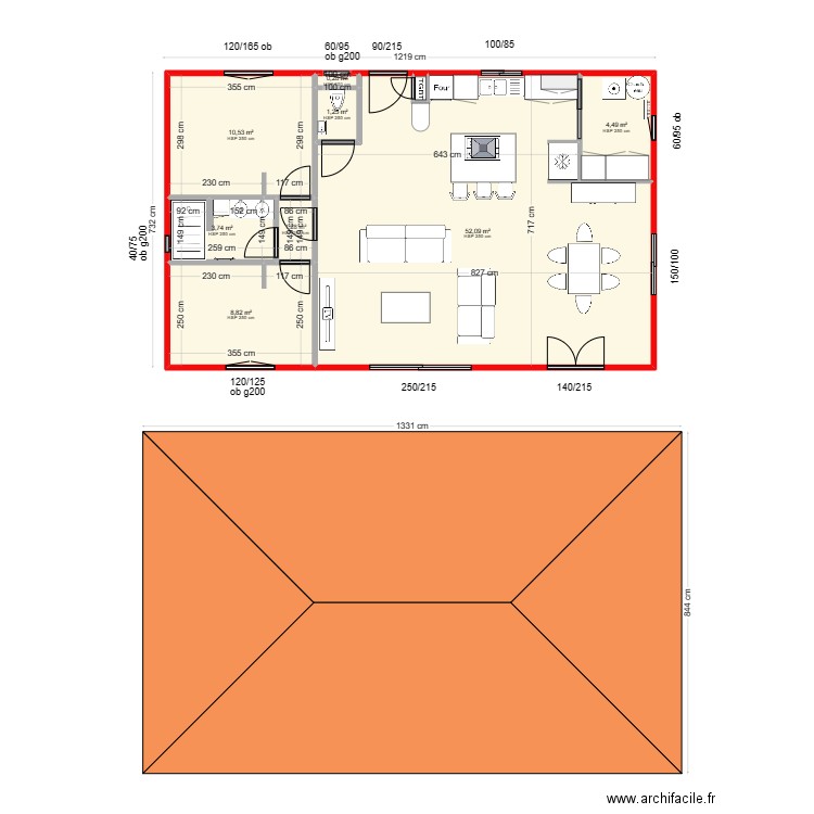 SCI CALA - PLANS CELLULE RDC - N°3. Plan de 9 pièces et 83 m2