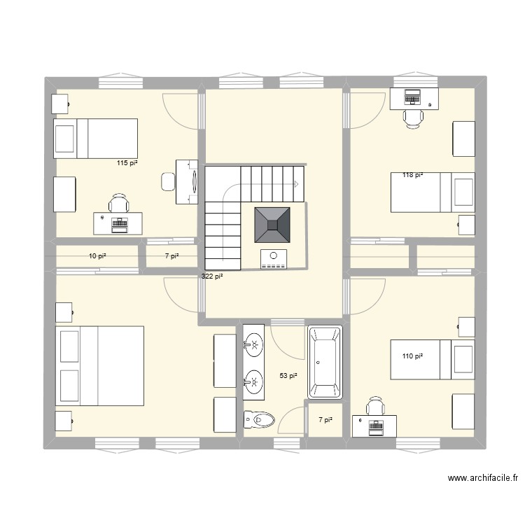 FG-26A. Plan de 7 pièces et 71 m2
