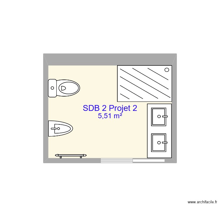 SDB 2 Projet 2. Plan de 1 pièce et 6 m2