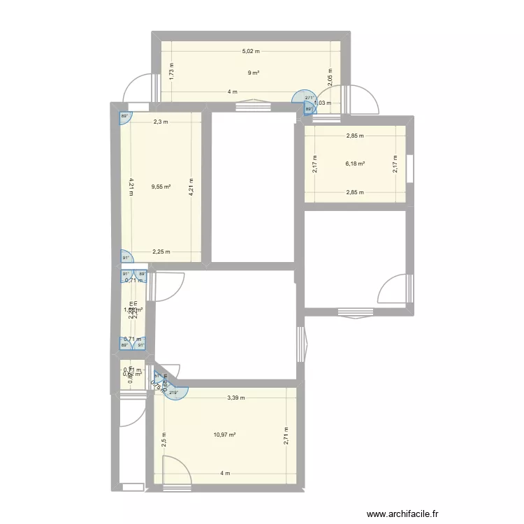 Ch&acirc;teauneuf modif. Plan de 6  et 38 m²