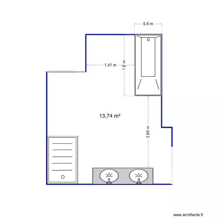 SALLE DE BAIN. Plan de 1 et 14 m² SALLE DE BAIN. Plan de 1 et 14 m²
