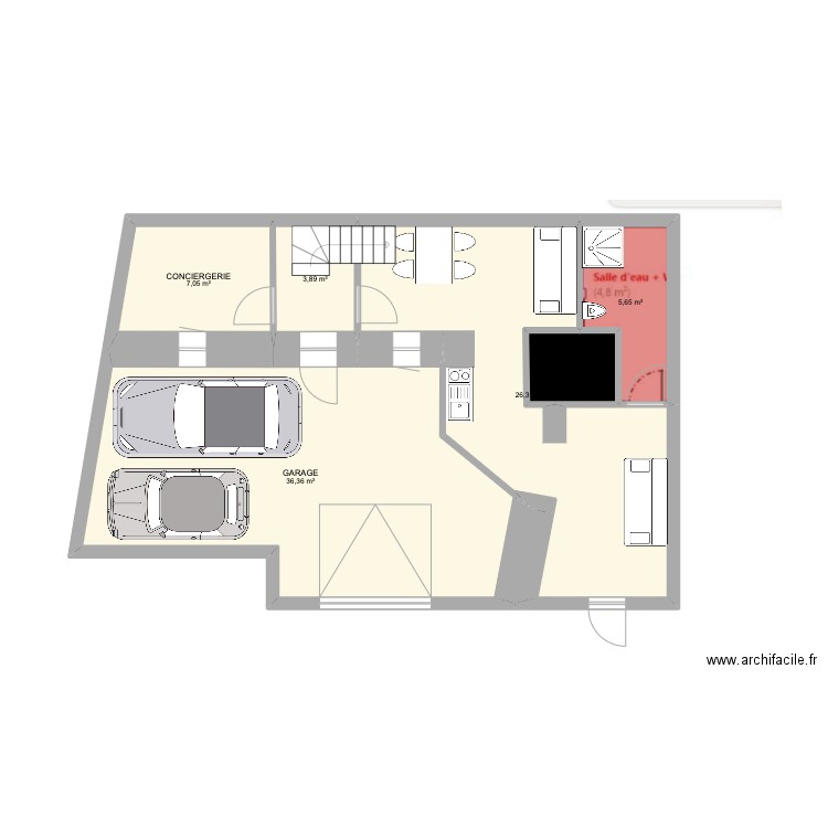 RDC PROJET HALLES. Plan de 6 pièces et 82 m2
