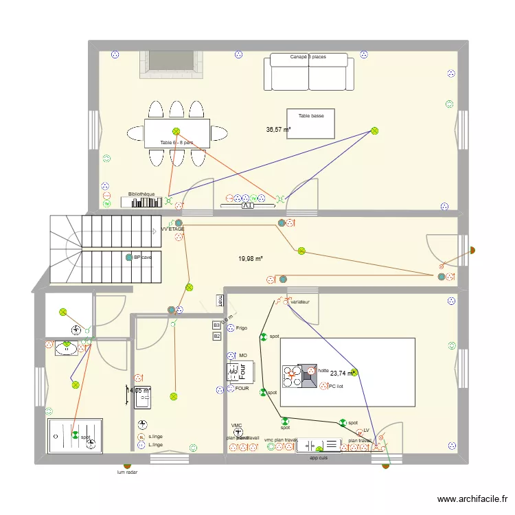 Huez RDC. Plan de 4  et 94 m²