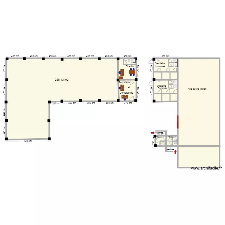 Chez Jos&eacute;e fondations v3. Plan de 13  et 569 m²