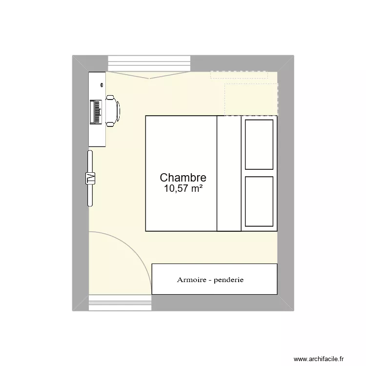 CHAMBRE PARENT. Plan de 1  et 11 m²