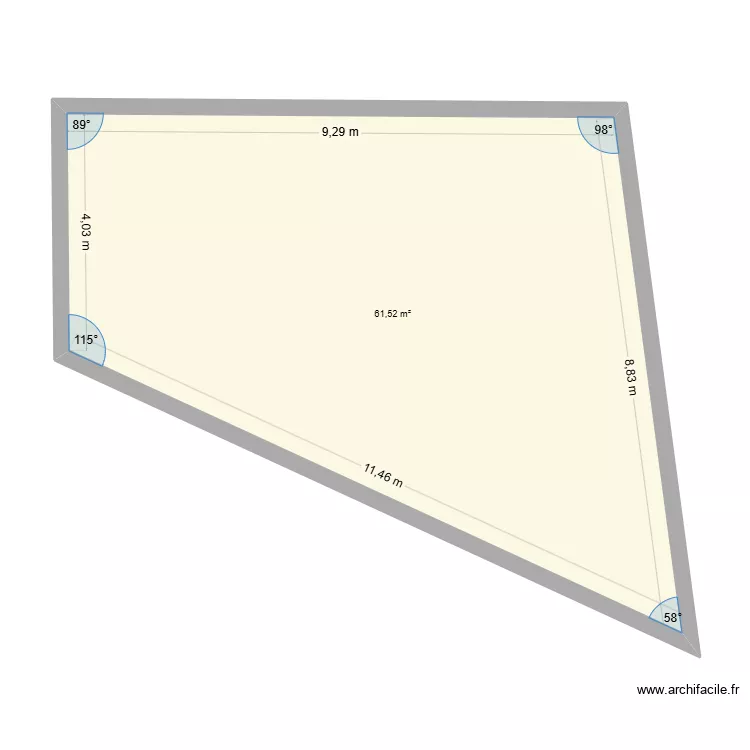 surface jardin. Plan de 1  et 62 m²