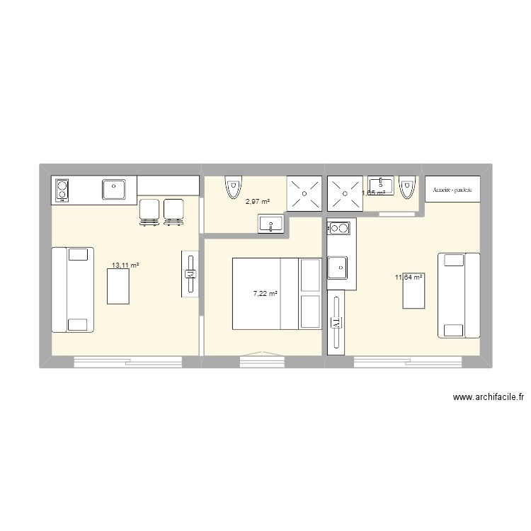 DEPENDANCE FULL. Plan de 5 pièces et 37 m2