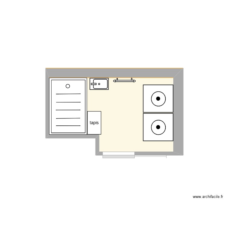 buanderie. Plan de 1 pièce et 4 m2