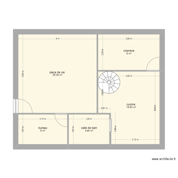 I2D PLAN. Plan de 5 pièces et 62 m2