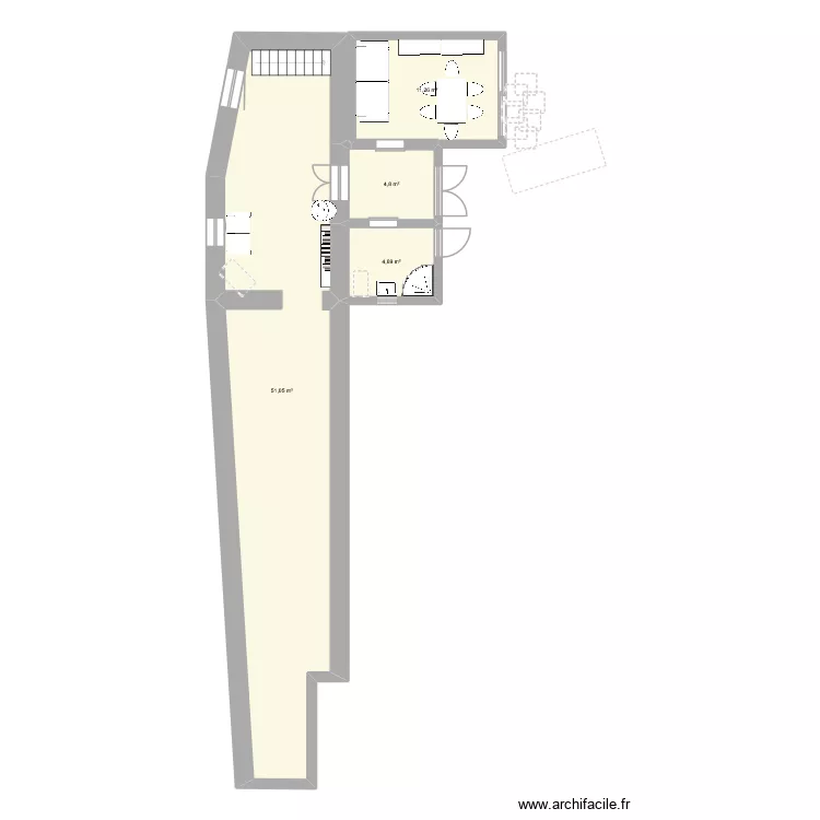EXTENSION1. Plan de 4  et 72 m²