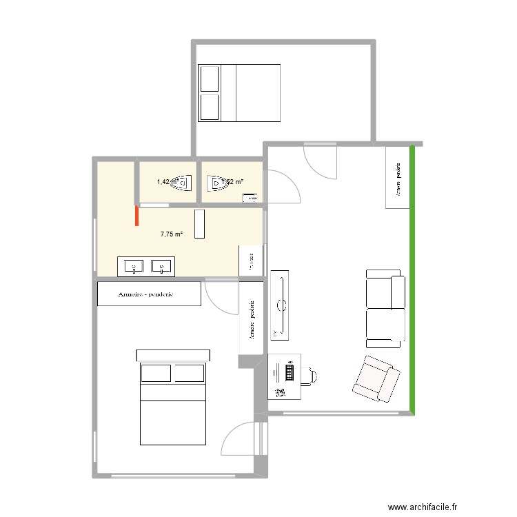 20241129 plan sas V2. Plan de 3 pièces et 11 m2