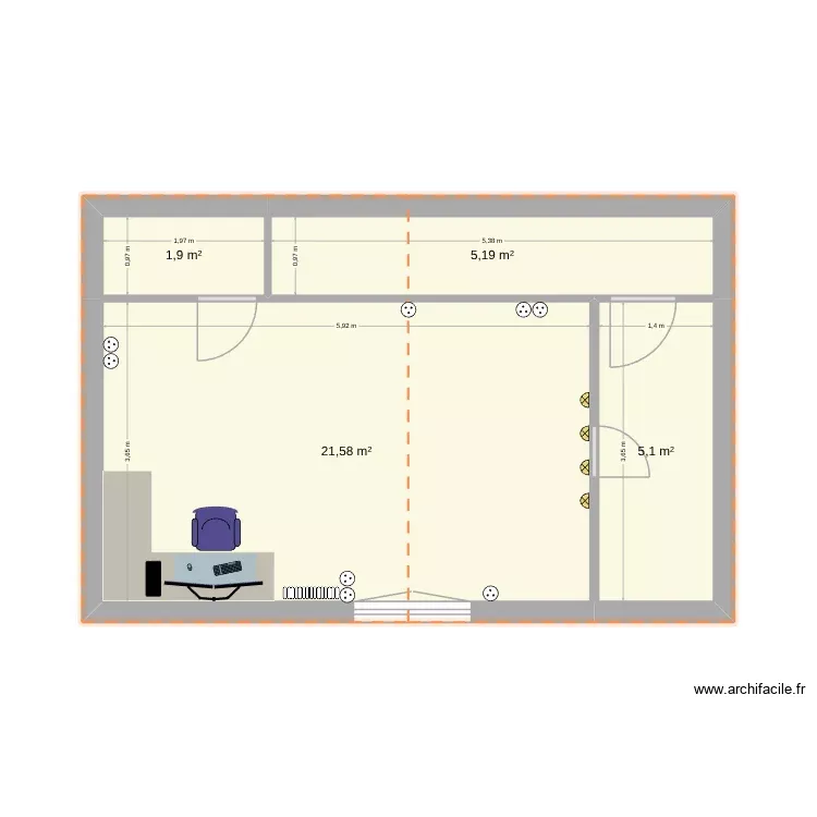 chambre CH/SDB. Plan de 4 Pièces et 34 m² chambre CH/SDB. Plan de 4 Pièces et 34 m²