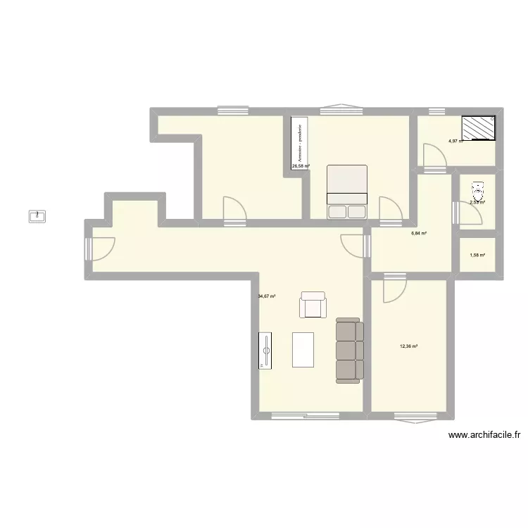 New Home Bellevue. Plan de 7 Pièces et 90 m²