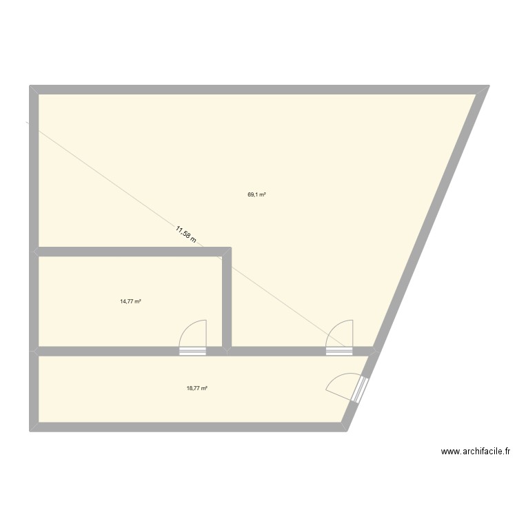 SAS 4 saisons RDC. Plan de 3 pièces et 103 m2