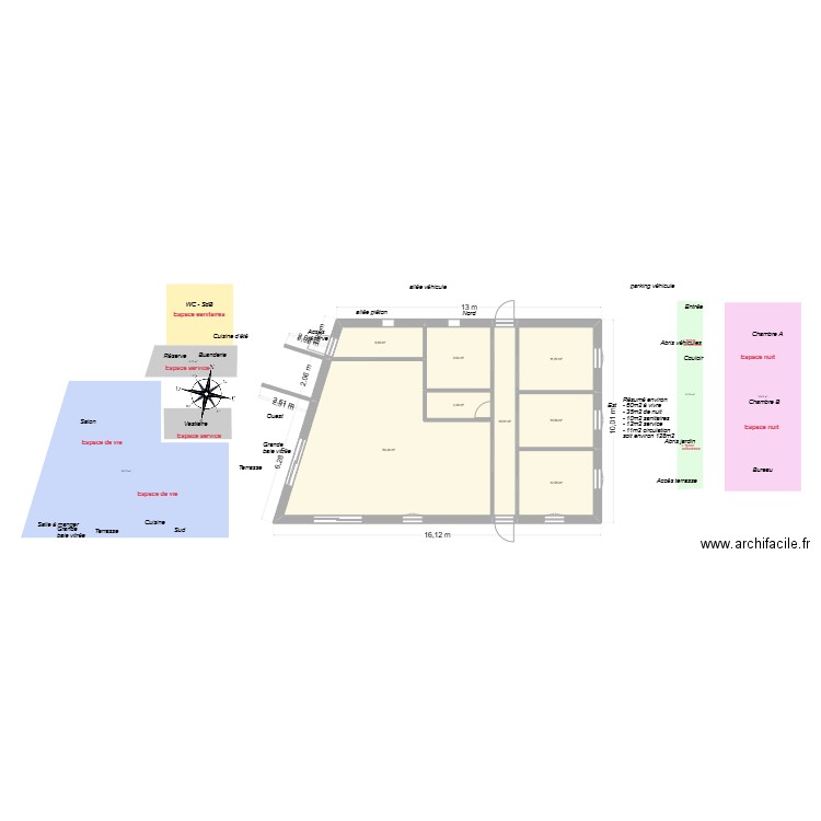 maison Eliane trapézoïdale 03. Plan de 8 pièces et 125 m2
