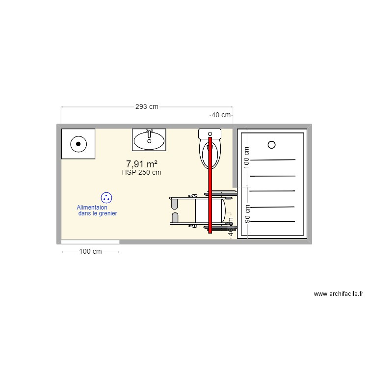 BERNET rail droit 64  . Plan de 1 pièce et 8 m2