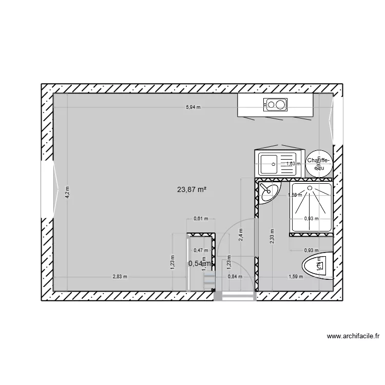 studio. Plan de 2 et 24 m² studio. Plan de 2 et 24 m²