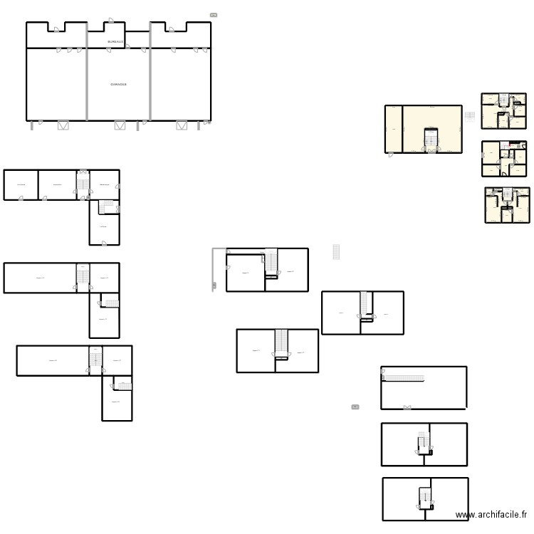 RDC. Plan de 84 pièces et 3111 m2