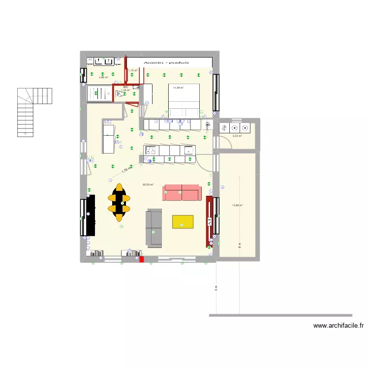 41 SORINS RDC avec petit agrandissement 2. Plan de 5  et 99 m²