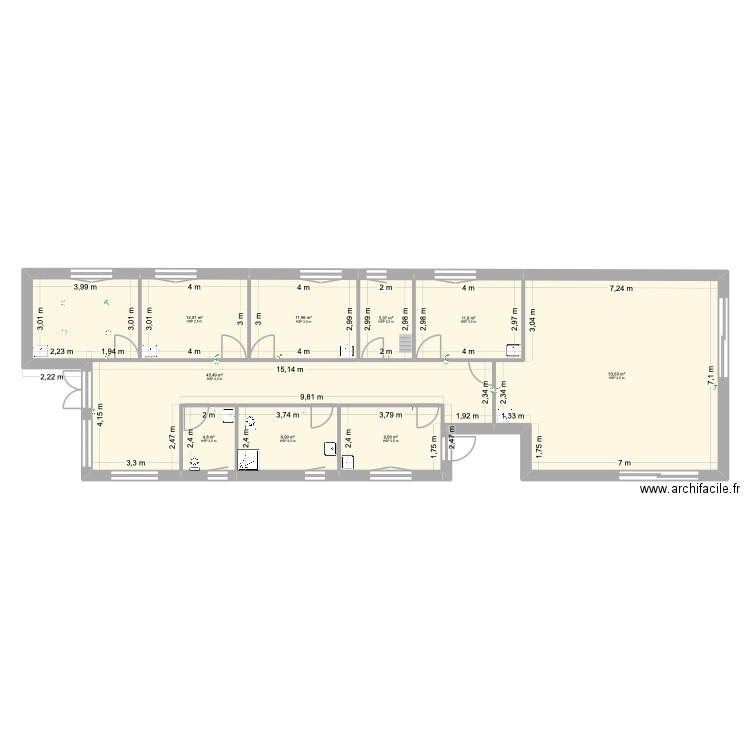 Plan cab. Plan de 9 pièces et 164 m2