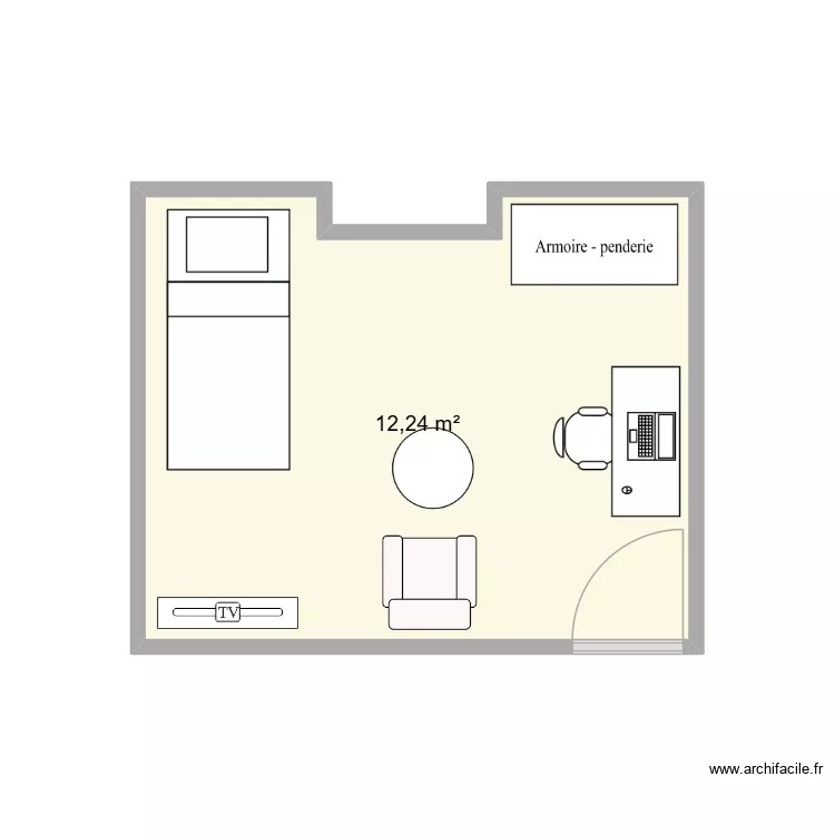chambre 1er jardin. Plan de 1  et 12 m²