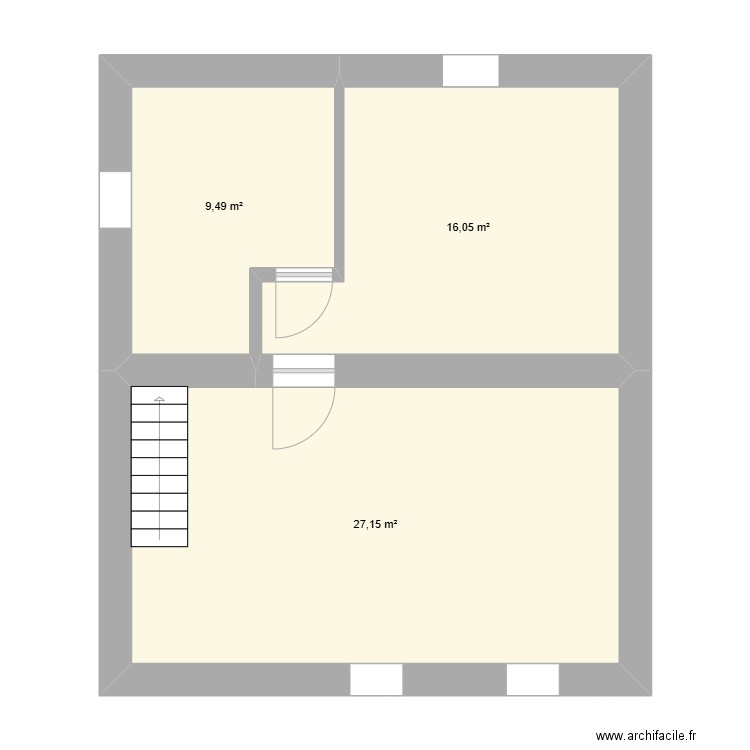 premier projet. Plan de 3 pièces et 53 m2