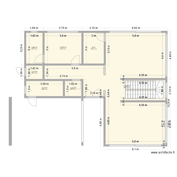 Plan RC. Plan de 7 pièces et 104 m2